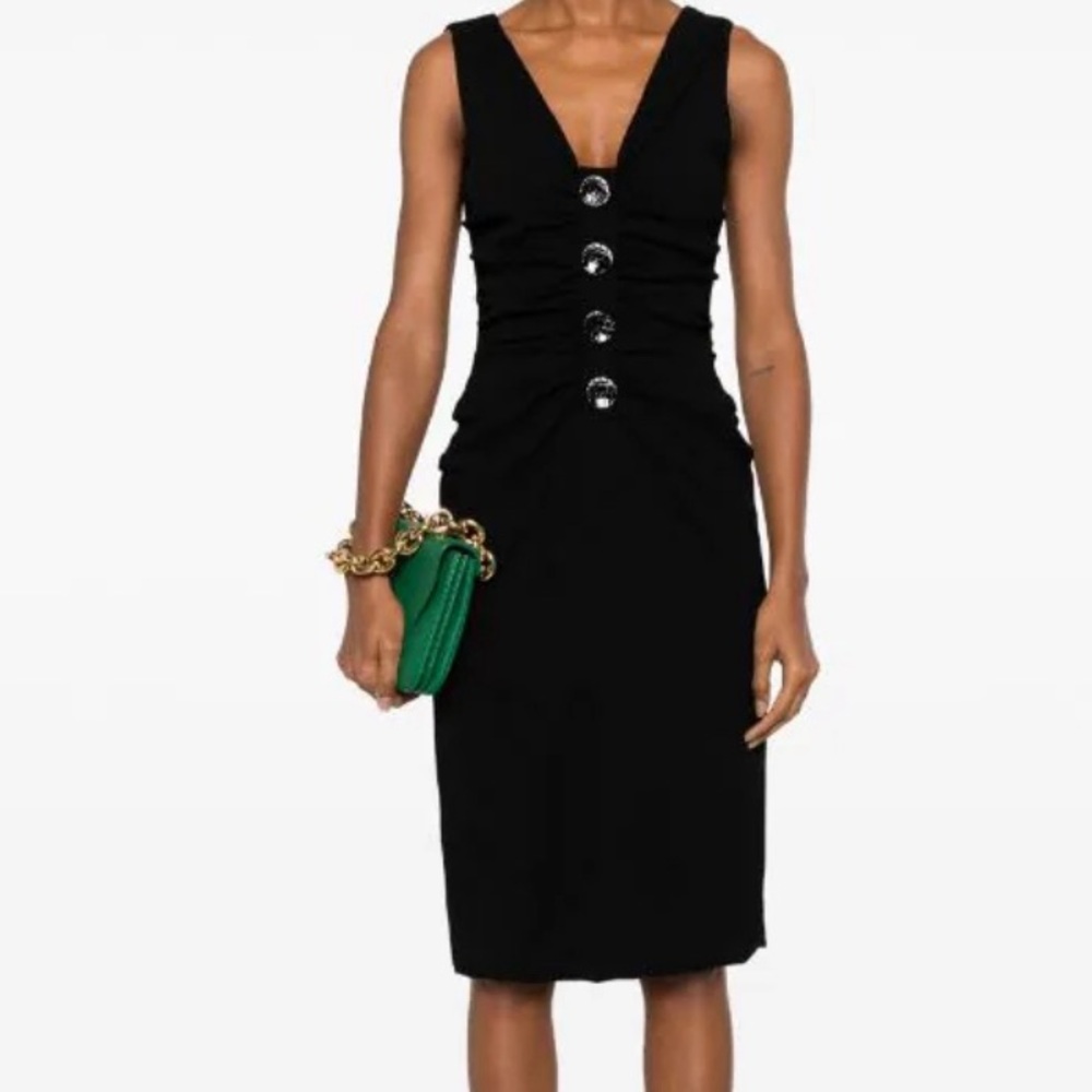 Dolce & Gabbana button-embellished ruched dress, Italian size 38 = approx XS